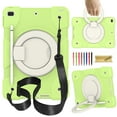 thumbnail image 1 of iPad 9th/8th/7th Generation Case, iPad 10.2 Case 2021/2020/2019 Military Grade Shockproof Silicone w/Pencil Holder - Stand - Handle - Shoulder Strap 360 Degree Swivel Handle Rugged Case, Green, 1 of 8