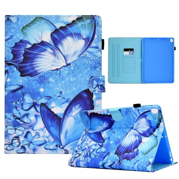 iPad 9th/8th/7th Generation Case, iPad 10.2-inch Case 2021/2020/2019,Dteck Magnetic Leather Pattern Card Holder Wallet Case Kickstand Shockproof Smart Folio Cover,Butterfly