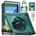 thumbnail image 1 of for iPad 9th Gen 2021/8th Gen 2020/7th Gen 2019 Rugged Case, 360 Rotating Hand Strap Stand/Pencil Holder/Adjustable Crossbody Strap, [2 In 1] Protective for iPad 10.2 Inch, Darkgreen, 1 of 1