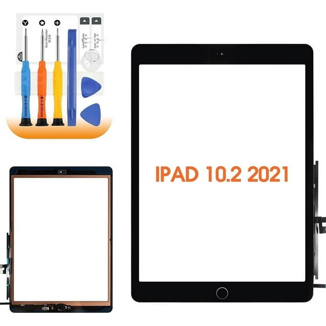 for iPad 9th(Gen) Screen Replacement Touch Screen for iPad 2021 10.2 for iPad 9 Digitizer Replacement A2604 A2603 A2602 Screen Glass Sensor Black+Home Button+Installation Video
