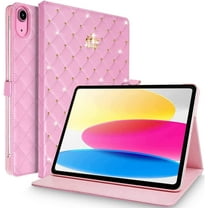 for iPad (A16) 11th Generation 11 Inch 2025/iPad 10th Generation 10.9" 2022 Case, Girl Crown Rhinestone Cute PU Leather Auto Sleep/Wake Stand Shockproof Smart Case for iPad 11th/10th,Pink
