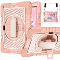 thumbnail image 1 of for iPad A16 11th Generation Case 2025, iPad 10th Generation Case 2022,Heavy Duty Rugged Protective Case Rotating Hand Strap Stand Handle Shoulder Strap Kids Cover,Rose Gold, 1 of 9