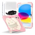 thumbnail image 1 of for iPad A16 2025/iPad 10.9 (10th generation) 2022 Case with Screen Protector/Shoulder Strap/Wrist Handle Grip/Rotating Stand/Stylus Pencil Holder, Rugged Armor Silicone Cover Drop/Shock Proof Kids, 1 of 7