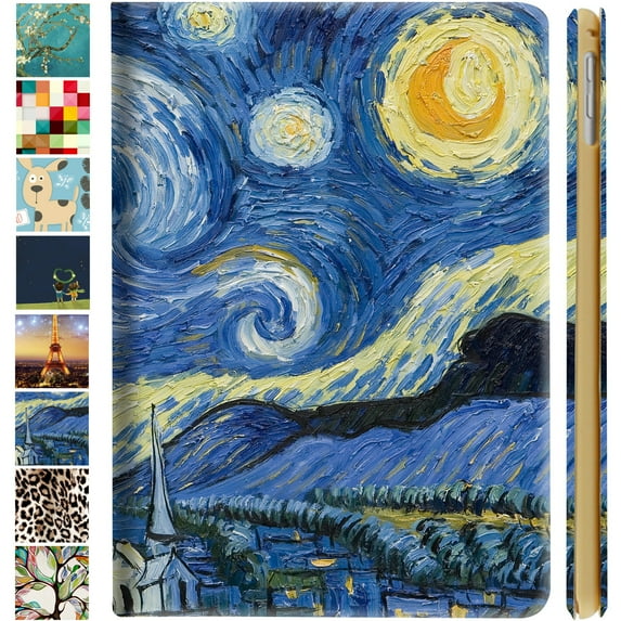 iPad Air 1 / 2 Gen & 5 / 6 Gen- 9.7" A1893 A1822 A1566 A1474 MRJN2LL/A MR7G2LL/A MP2F2LL/A MP2G2LL/A MD785LL/A MD788LL/A MGLW2LL/A MGL12LL/A Printed Cover with Auto Wake/Sleep Feature - Starry Night