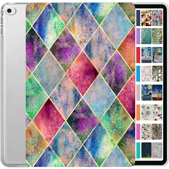 iPad Air 1 9.7 Inch 6 5 2 [ iPad 5th 6th Air 1st 2nd Generation ] A1474 A1475 A1476 MD785LL/A MD788LL/A MD786LL/A MD789LL/A Printed Slim Hard Shell Protective Stand Cover - Diamond Grid