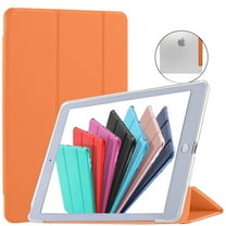 iPad Air 1 Air 2 9.7 inch 5 6 [ 5th 6th Air 1st 2nd ] A1474 A1475 A1476 MD785LL/A MD788LL/A MD786LL/A MD789LL/A TriFold Hard Smart PC Translucent Back Cover - Orange