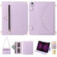 thumbnail image 1 of for iPad Air 11" 2024 Crossbody Case, for iPad Pro 11" 2022/2021/2020/2018, PU Leather Flip Cover with Card Holder Zipper Pocket Stand Lanyard Pen Slot for iPad Air 5th/4th Gen 10.9" 2022, Purple, 1 of 11