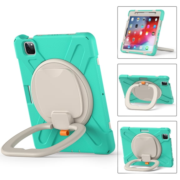 for iPad Air 11" 2024 M2 (6th Generation)/Pro 11 2022/2021/2020/2018/Air4/Air5, Rugged Kids Friendly Silicone Case with Folding Stand / Handle Grip Pencil Holder Heavy Duty Protection - Mint