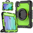 thumbnail image 1 of for iPad Air 11 2024 M2 (Air 6th Generation) Kids Case Heavy Duty Rugged Shockproof Silicone Hybrid Protective Case Cover Rotating Ring Stand Hand Grip+Pencil Holder+Screen Protector, Black+Green, 1 of 8