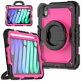 thumbnail image 1 of for iPad Air 11 2024 M2 (Air 6th Generation) Kids Case Heavy Duty Rugged Shockproof Silicone Hybrid Protective Case Cover Rotating Ring Stand Hand Grip+Pencil Holder+Screen Protector, Black+Rose, 1 of 7