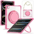 thumbnail image 1 of for iPad Air 11" 2025/2024 Case with Stand & Portable Handle, Protective Clear Shockproof Dropproof Rugged Shoulder Strap Kids Friendly Cover for iPad Pro 11" 2022/2021/2020/2018, Rose, 1 of 15