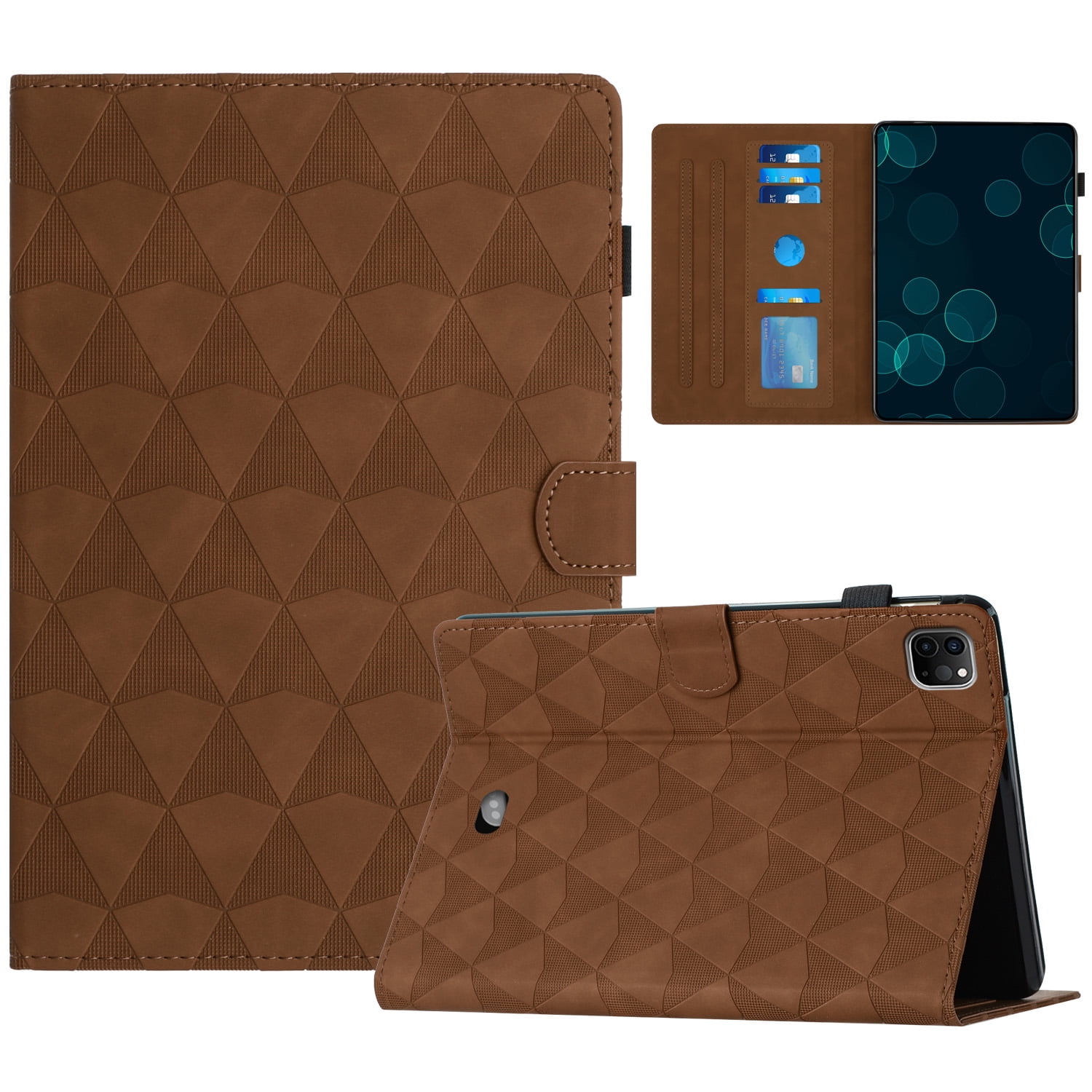 For iPad Air 11 Case 2024 - Highly Protective Apple Ipad Air Case with Stand & Pencil Holder – Functional 11 inch iPad Flip Folio Cover with Magnetic Closure and Diamond Pattern Embossed, Brown