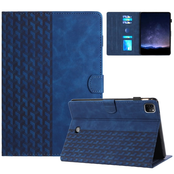 for iPad Air 11 Inch 2024 Folio Case, Slim PU Leather Case with Smart Auto Wake / Sleep Stand with Pencil Holder and Card Slots Cover for iPad Pro 11 2022/2021/2020/2018/Air 4/Air 5, Blue
