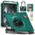 thumbnail image 1 of for iPad Air 11 Inch 2024 Rugged Case, 360 Rotating Hand Strap Stand/Pencil Holder/Adjustable Crossbody Strap, [2 In 1] Protective for iPad Pro 11 2022/2021/2020/2018/Air 4/Air 5, Darkgreen, 1 of 20