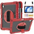 thumbnail image 1 of for iPad Air 11 inch M2 Air 6th Generation 2024(Model:A2902/A2903/A2904), Silicone Heavy Duty Shockproof Rugged Case with Hand Strap Carrying Crossbody Strap Kickstand Protective Cover, Red, 1 of 8