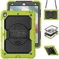 thumbnail image 1 of for iPad Air 11-inch M3 (2025) / M2 (2024) Case with Built-in Screen Protector, Shockproof Rotatable Kickstand Cover Hand Strap and Shoulder Strap,Green+Black, 1 of 8