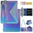 thumbnail image 1 of For iPad Air 13" 2024/Pro 12.9"2022-2018 Wallet Case,With Shoulder Strap&Hand Strap With Elastic,[Stylus Slots&Envelope Pocket,Card Slots],Flip Folio Stand PU Leather Shockproof Rugged Cover,Colorful, 1 of 10