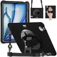 thumbnail image 1 of for iPad Air 13" 2025/2024 Case, Durable Sturdy Protection Case with Rotation Stand, Portable Hand Strap and Shoulder Strap Pencil Holder, Heavy Duty Shockproof Anti-Drop Cover, Black, 1 of 20