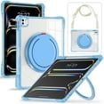 thumbnail image 1 of for iPad Air 13" 2025/2024 Case with Stand & Portable Handle, Protective Clear Shockproof Dropproof Rugged Shoulder Strap Kids Friendly Cover for iPad Pro 12.9" 2022/2021/2020/2018, Lightblue, 1 of 16