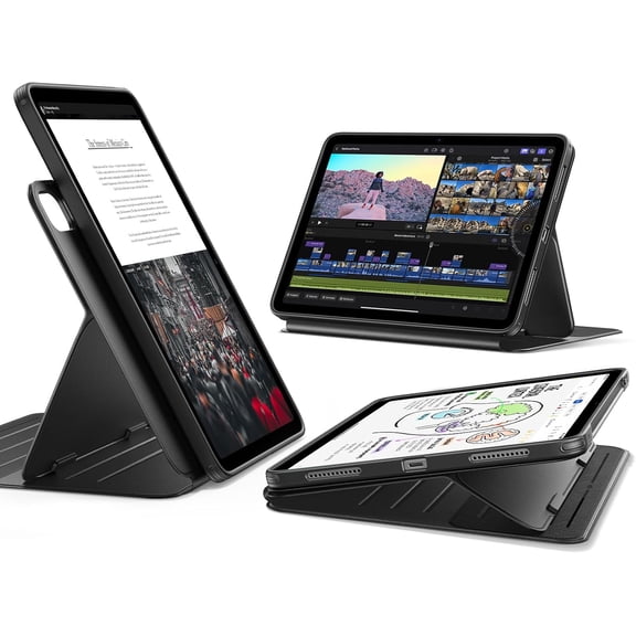 for iPad Air 13 Inch Case M4/M3/M2 (2026/2025/2024), Removable Magnetic Cover, Adjustable Portrait/Landscape Stand, 9 Standing Angles, Shift Series, Black