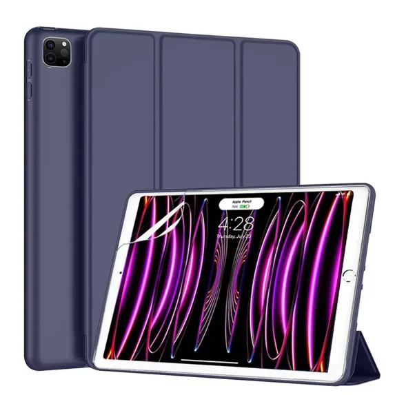 iPad Air 13 Inch M2 Case 2024 / iPad Pro 12.9 Inch Case 6th/5th/4th Generation with Pencil Holder,Slim Soft TPU Back Tablet Cover, Auto Sleep/Wake Protective Cover - Blue