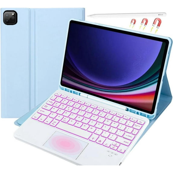for iPad Air 13 inch Keyboard Case M2 2024, Detachable Bluetooth Keyboard with Trackpad 7 Colors RGB Backlit, Pencil Holder for iPad Pro 12.9 inch 6th 2022/5th 2021/4th 2020/3rd 2018