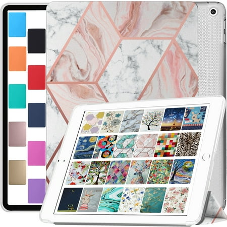 iPad Air 1st 2nd 9.7 5th 6th Inch [ Air 1 2 iPad 5 6 ] A1893 A1822 A1566 A1893 A1822 A1566 MD785LL/A MD788LL/A MD786LL/A MD789LL/A MD787LL/A Printed Cover Clear Transparent Back Shell - Marble Pink