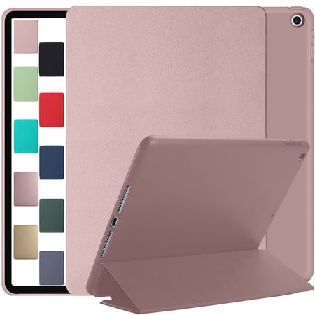 iPad Air 1st 2nd 9.7 5th 6th Inch [ Air 1 2 iPad 5 6 ] A1893 A1822 A1566 A1893 A1822 A1566 MD785LL/A MD788LL/A MD786LL/A MD789LL/A MD787LL/A with Soft Silicone Back and Flip Stand Cover - Rose Gold