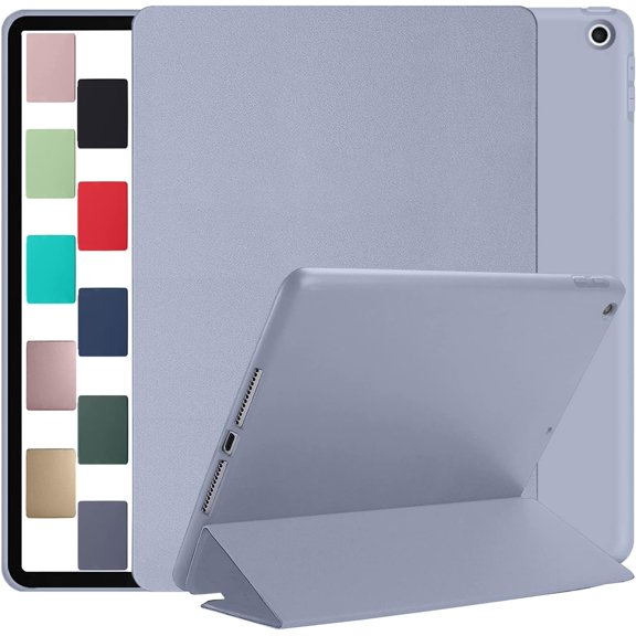 iPad Air 1st 2nd 9.7 5th 6th Inch [ Air 1 2 iPad 5 6 ] A1893 A1822 A1566 A1893 A1822 A1566 MD785LL/A MD788LL/A MD786LL/A MD789LL/A MD787LL/A with Soft Silicone Back and Flip Stand Cover - Purple