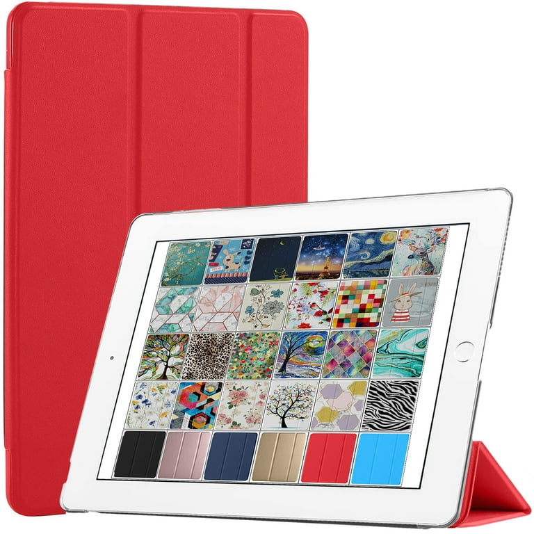 iPad Air 1st 2nd 9.7 Inch 5 6 Gen [ 6th 5th Air 2 1 ] MD785LL/B MD788LL/B  MD786LL/B MD789LL/B MD787LL/B Slim Lightweight Protective PC Dual Angle  Stand Cover - Red 