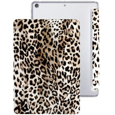 iPad Air 1st 9.7 Inch 6th 5th Air 2nd [ iPad 5 6 Air 1 2 ] Gen MD785LL/B MD788LL/B MD786LL/B MD789LL/B MD787LL/B TriFold Printed PC Lightweight Protective Clear Back Cover - Leopard