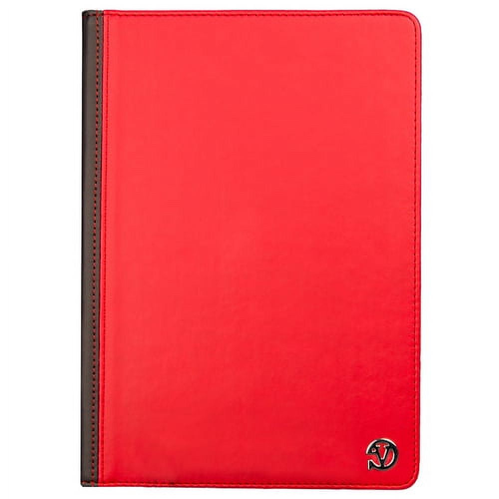 iPad Air 2 9.6" Case - Vegan Leather Portfolio Stand Case For Apple iPad Air 2 2014 With Folding Cover And Interior Slip Accesory Pockets (Red)