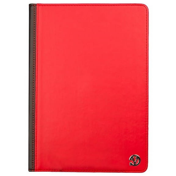 iPad Air 2 9.6" Case - Vegan Leather Portfolio Stand Case For Apple iPad Air 2 2014 With Folding Cover And Interior Slip Accesory Pockets (Red)