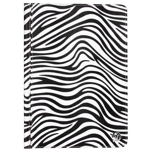 iPad Air 2 9.6" Case - Vegan Leather Portfolio Stand Case For Apple iPad Air 2 2014 With Folding Cover And Interior Slip Accesory Pockets (Zebra)