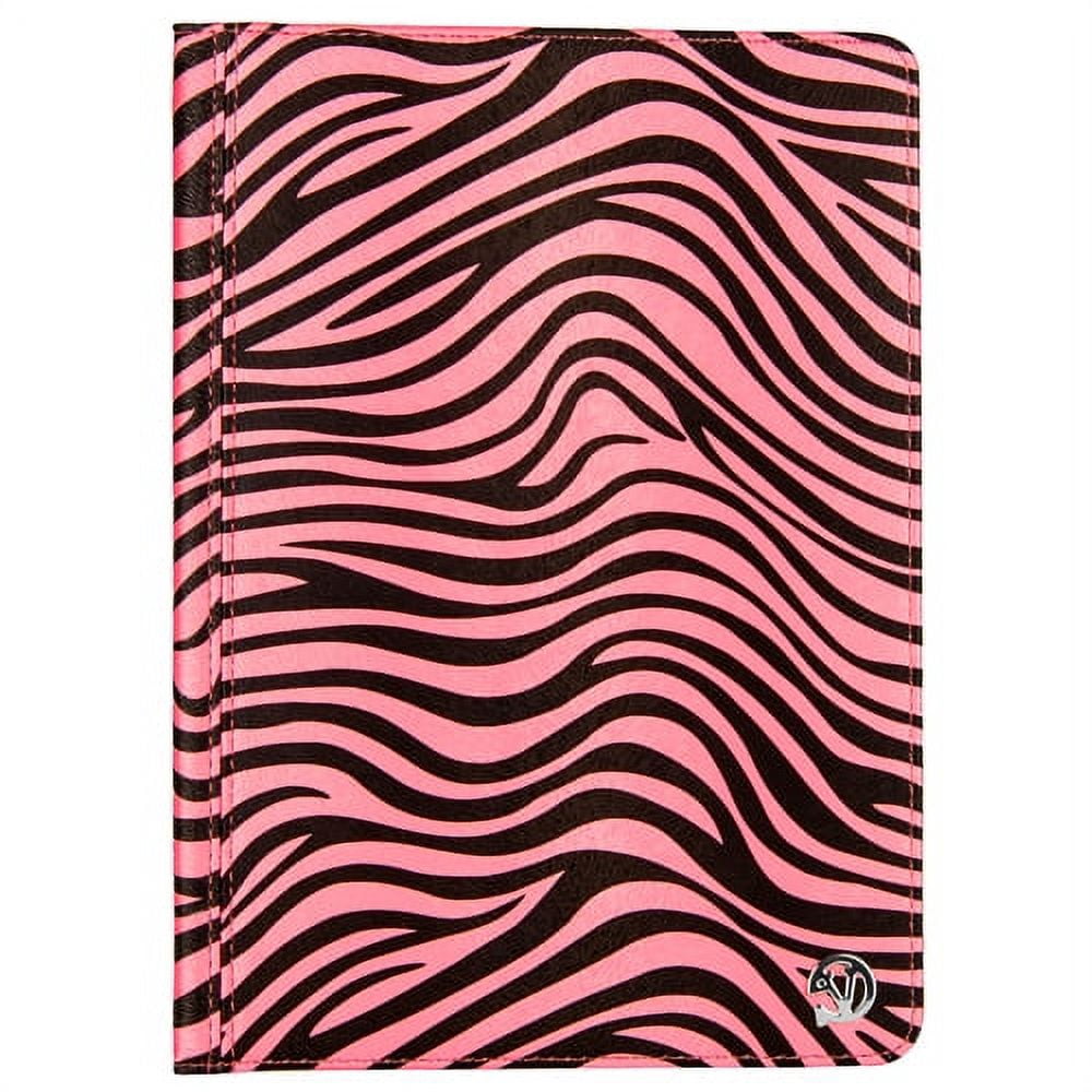 iPad Air 2 9.6" Case - Vegan Leather Portfolio Stand Case For Apple iPad Air 2 2014 With Folding Cover And Interior Slip Accesory Pockets (Pink Zebra)