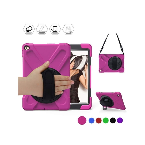 iPad Air 2 Case 9.7 Inch 2014 Case Model A1566 A1567 with Stand Strap | Heavy Duty Rugged Rubber Protective Cover for iPad Air 2nd Generation