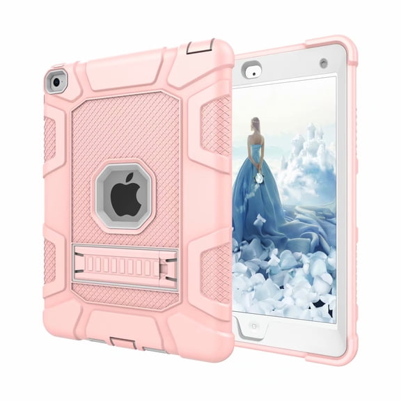 iPad Air 2 Case, Dteck Shockproof Stand Kids Case Protective Cover, Rosegold / Gray