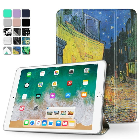 iPad Air 2 Case - Slim Lightweight Shell Smart Cover Stand, Hard Back Protection with Auto Sleep Wake for Apple iPad Air 2 (Cafe at Night - Van Gogh)