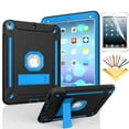 thumbnail image 1 of iPad Air 2 Case with Soft Screen Protector, Dteck Heavy Duty Shockproof Three Layer Plastic and Silicone Protective Cover with Kickstand For Apple iPad Air 2 (A1566/A1567), Black/Blue, 1 of 6