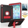 thumbnail image 1 of iPad Air 2 Case with Soft Screen Protector, Dteck Heavy Duty Shockproof Three Layer Plastic and Silicone Protective Cover with Kickstand For Apple iPad Air 2 (A1566/A1567), Black/Red, 1 of 6