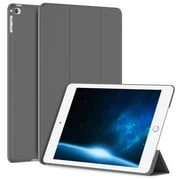 iPad Air 2 Case، SuprJETech iPad Air 2 غطاء حافظة ذكي سليم مناسب لجهاز Apple iPad Air 2 iPad 6 2014 موديل حامل خفيف الوزن نحيف للغاية مع غطاء ذكي للاستيقاظ/النوم باللون الرمادي الداكن