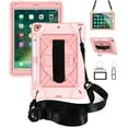 thumbnail image 1 of iPad Air 2 Case,iPad Pro 9.7 Case,Hybrid Shockproof Rugged Heavy Duty Full-Body Drop Protection Stand Kids Case with Shoulder Strap for iPad 6 / iPad Pro 9.7,Rosegold, 1 of 7