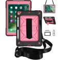 thumbnail image 1 of iPad Air 2 Shockproof Case, iPad Pro 9.7 Case, Dteck Heavy Duty Rugged 3 Layer Full Body Protection Case Kickstand with Shoulder Strap, Hand Strap, Black/Rose, 1 of 7