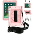 thumbnail image 1 of iPad Air 2 Shockproof Case, iPad Pro 9.7 Case, Dteck Heavy Duty Rugged 3 Layer Full Body Protection Case Kickstand with Shoulder Strap, Hand Strap, Rosegold, 1 of 7