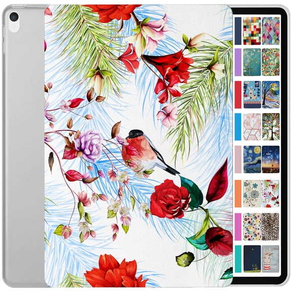 iPad Air 3 2019 PRO 10.5 Inch 2017 Air 3rd Gen A1701 A2152 A2123 MQF12LL/A MQEY2LL/A MQF22LL/A MQF02LL/A Trifold Printed PC Lightweight Protective Clear Back Cover - Birds & Flowers