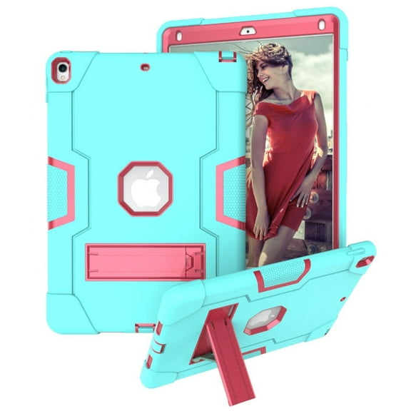 iPad Air 3 Case 10.5" (2019), iPad Pro 10.5" Case, Allytech Three Layers Shockproof Kickstand Heavy Protection Bumper Defender Anti-Scratch Back Cover for Apple iPad Air 3/ Pro 10.5", Blue/Rose
