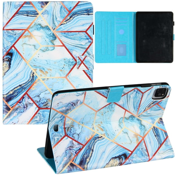 iPad Air 4 10.9" Case, iPad Pro 11 2020 & 2018 Case, Protective Smart Stand Wallet Leather Cute Flip Cover with Auto Sleep Wake Feature for iPad Air 4th Generation/iPad Pro 11 2020/2018,Marble Blue