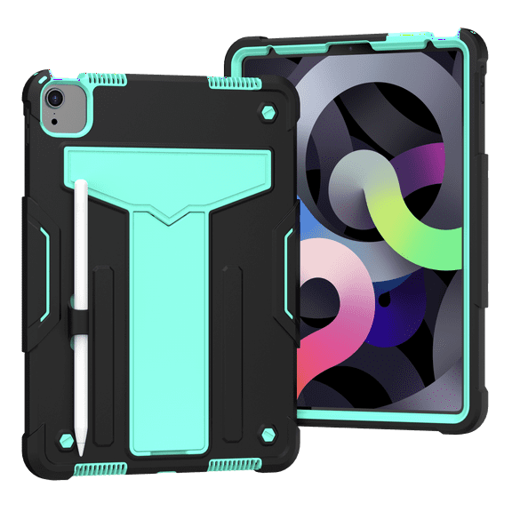 iPad Air 4 10.9 inch 2020 Case,iPad Pro 11 inch 2020 2018 Cover,Shockproof EVA Kids-Friendly Case Convertible Stand Full Body Rugged Protective Cover for iPad Air 4th Gen,iPad Pro 11 inch,Black + Aqua