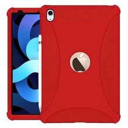 iPad Air 4 2020 Case with Pencil Holder, Shockproof Heavy Duty Case Lightweight Silicone Case for iPad Air 4 10.9 inch 2020 [Support 2nd Gen Pencil Wireless Charging] - Red