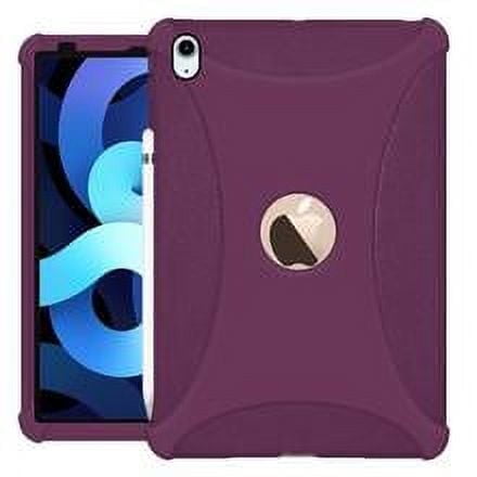 iPad Air 4 2020 Case with Pencil Holder, Shockproof Heavy Duty Case Lightweight Silicone Case for iPad Air 4 10.9 inch 2020 [Support 2nd Gen Pencil Wireless Charging] - Purple